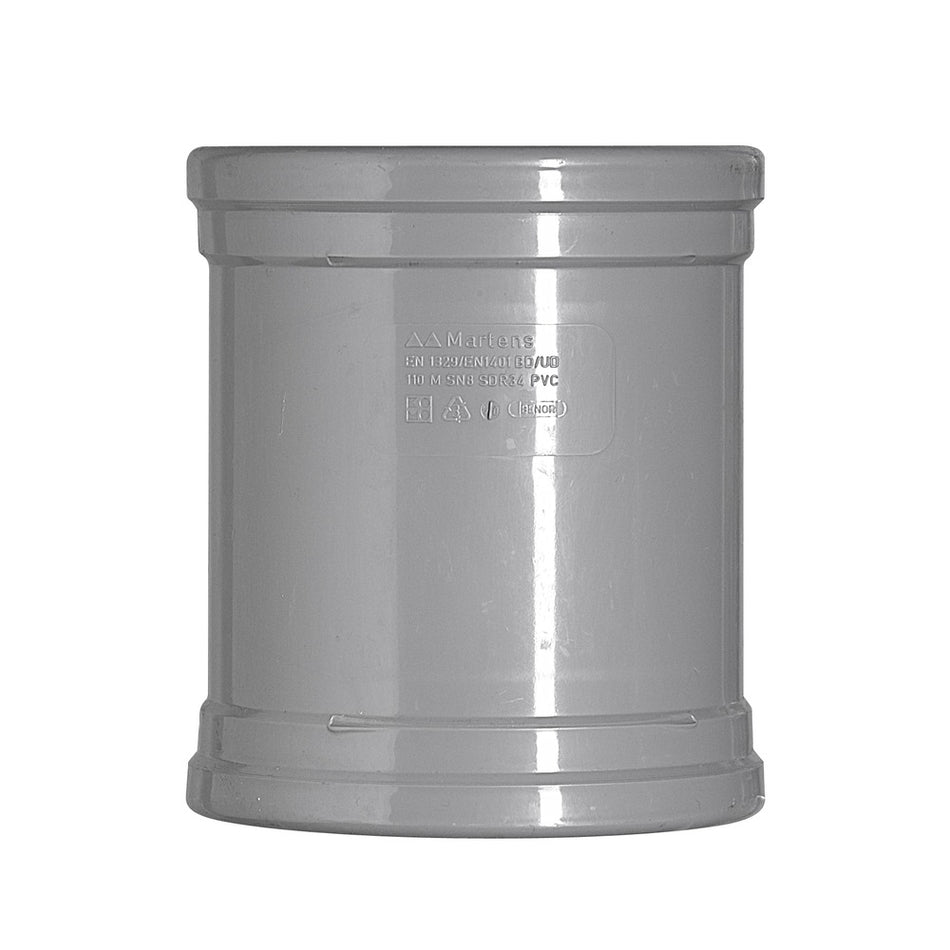 Steekmof PVC 2x manchetmof Ø 125 mm KOMO-keur-050610