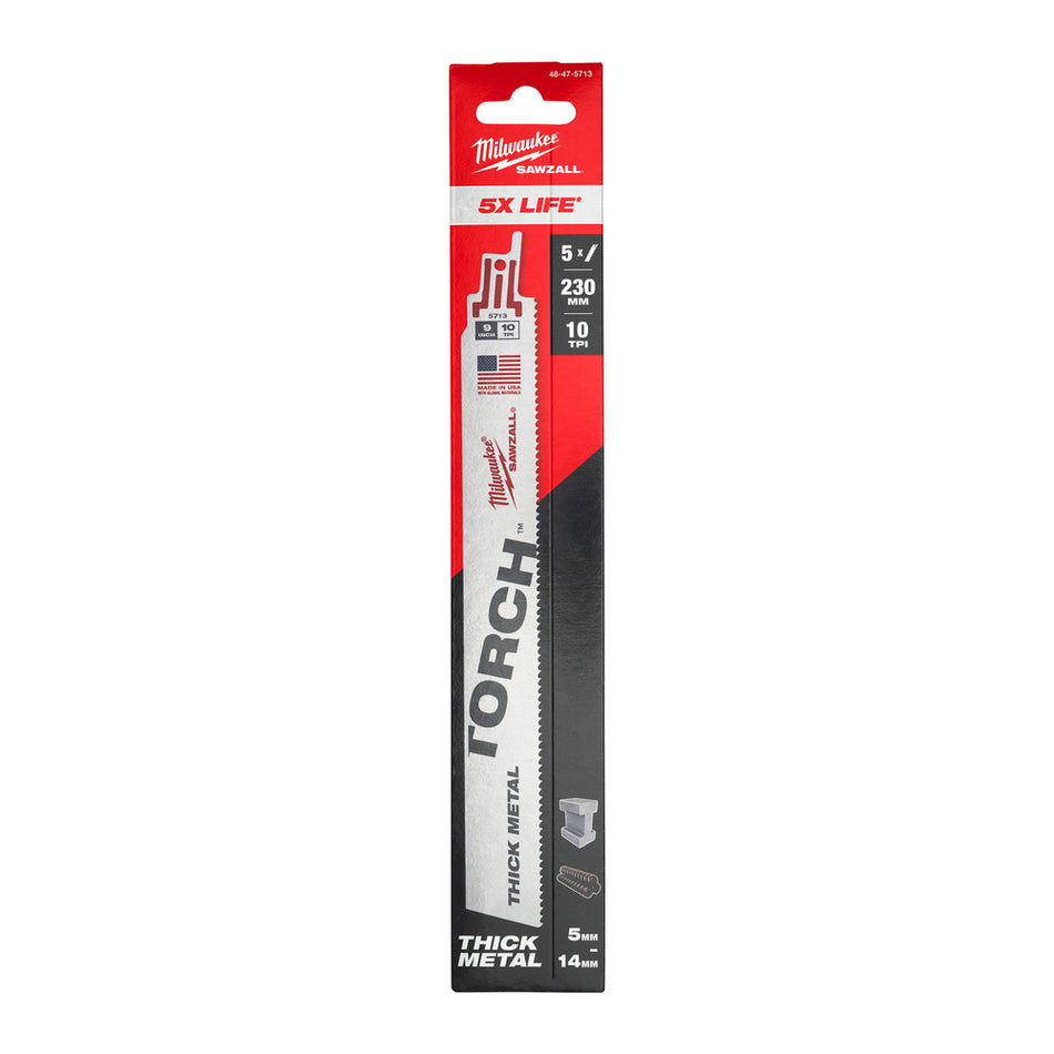 Milwaukee Reciprozaagblad Sawzall metaal Heavy Duty TORCH 230mm 10-Tpi 5st-10000145