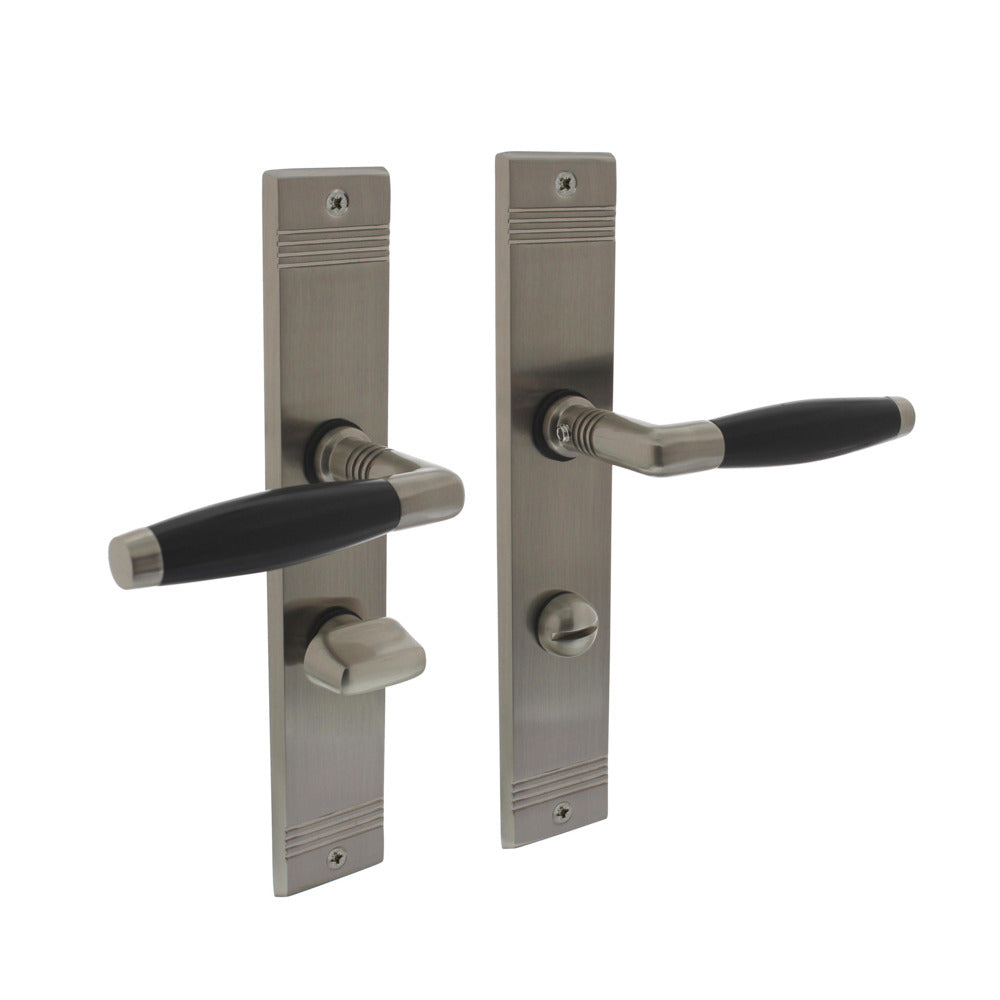 Intersteel Deurkruk Ton Basic Met Schild Rechthoekig Met Rillen 235x43mm Blind Nikkel Mat Zwart-10000333