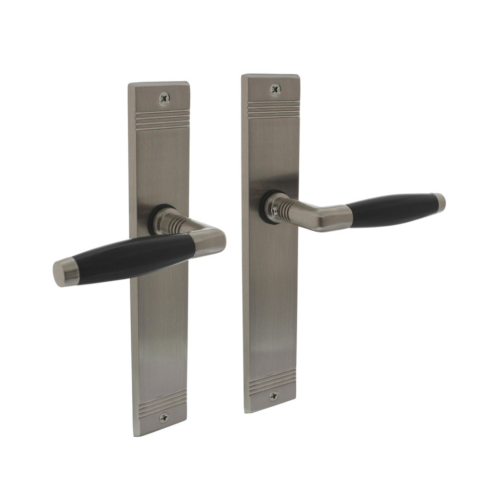 Intersteel Deurkruk Ton Basic Met Schild Rechthoekig Met Rillen 235x43mm WC 63/8mm Nikkel Mat Zwart-10000334