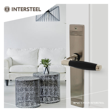 Intersteel Deurkruk Ton Basic Met Schild Rechthoekig Met Rillen 235x43mm WC 63/8mm Nikkel Mat Zwart-10000334