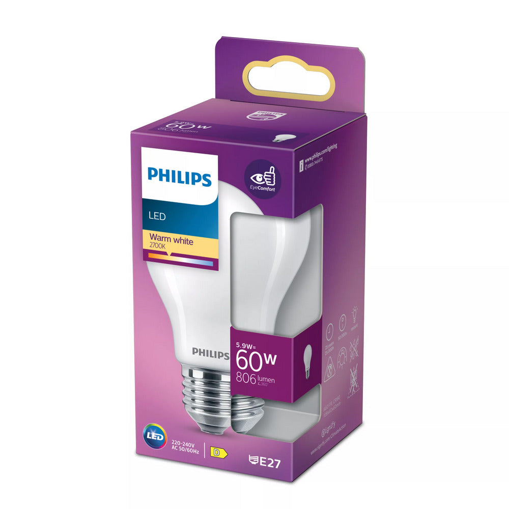Philips LED Classic 60W A60 E27  ND 1PFSRT4 Warmwit Mat-10000400