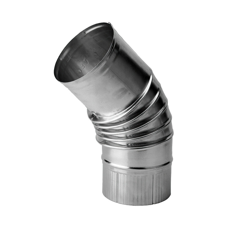 Burgerhout Bocht Rookgasafvoer Aluminium 45° Ø130mm-117825