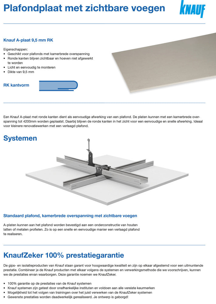 Knauf Gipsplaat A RK 9,5mm-297911