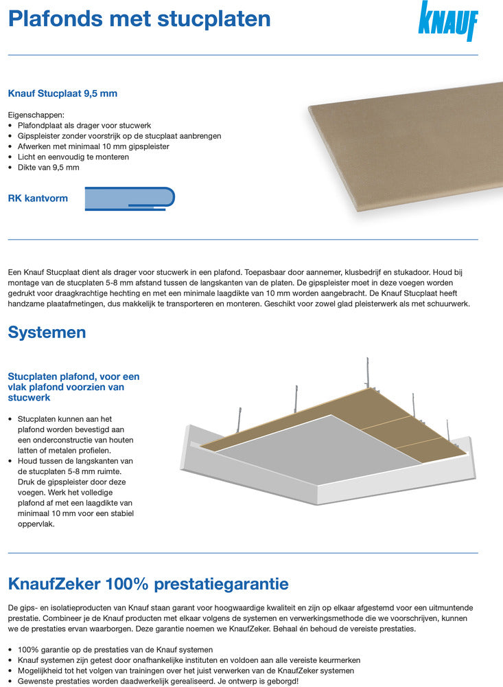 Knauf Stucplaat P RK 200x40cm 9,5mm-298011