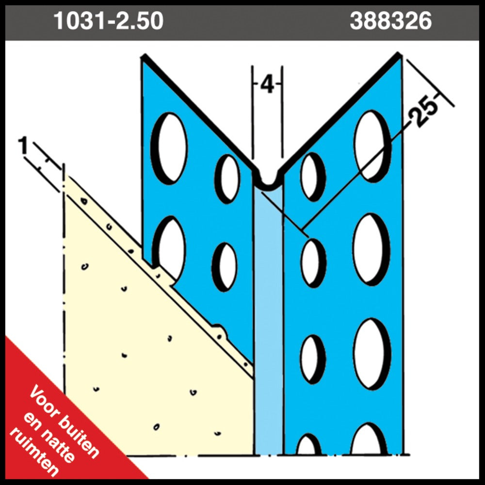 Protektor Hoekprofiel 1031 RVS stucdikte 1-3 mm 250 cm-388326