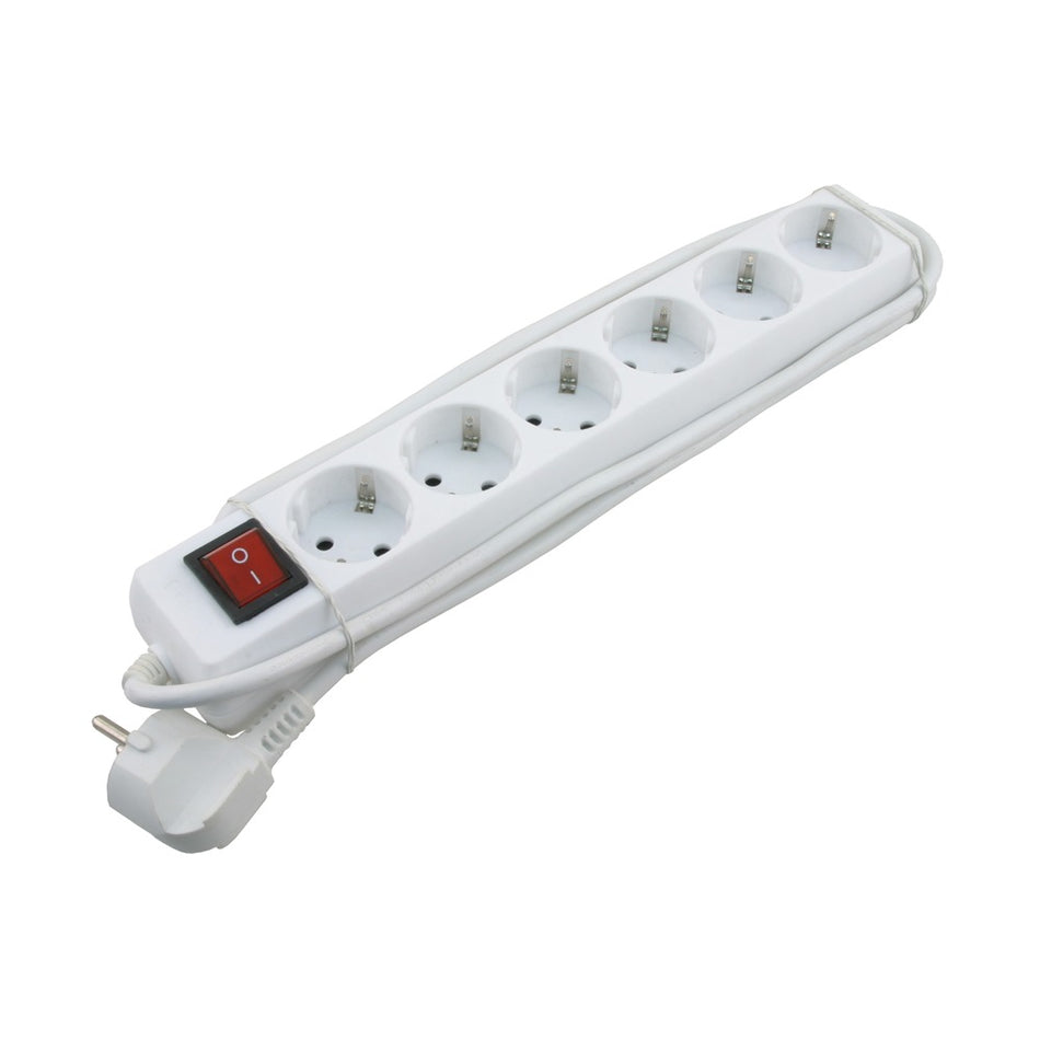 Exin stekkerdoos 6-voudig, randaarde, 2300W 3 x 1.0 mm². 1.5 m wit-472417