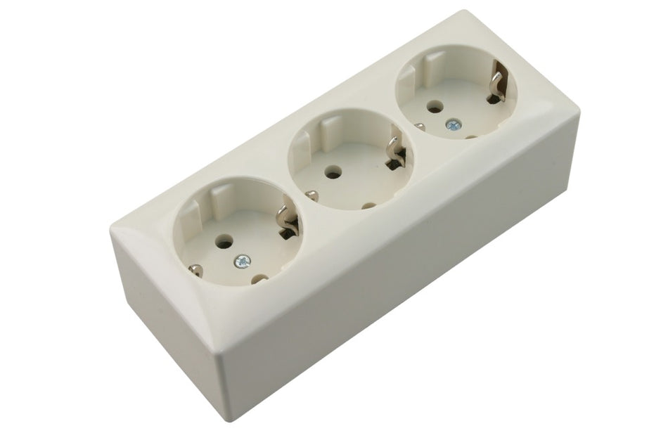 Berker Contactdoos opbouw 3-voudig crème randaarde langwerpig-477147