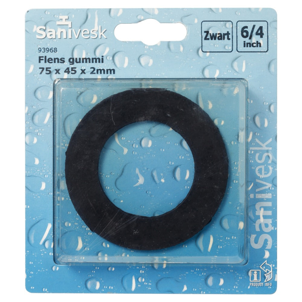 Gummi flens 6/4'' 75x45x2 mm zwart-507085