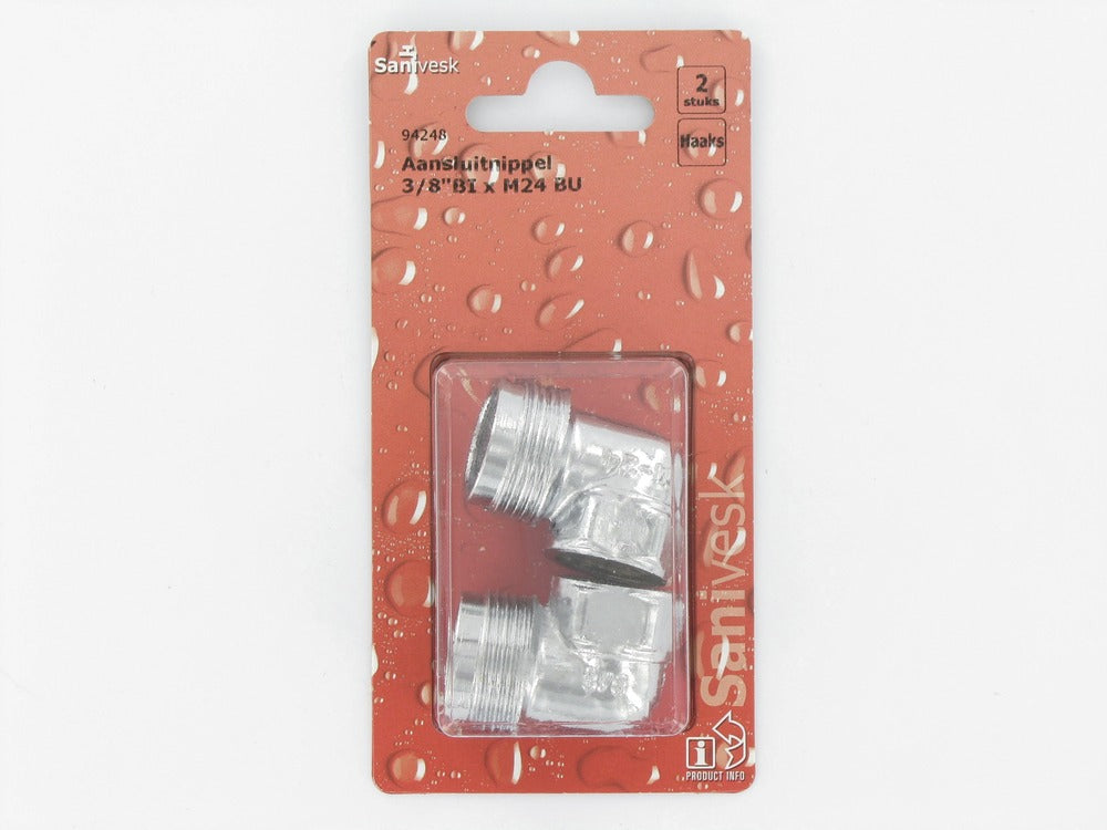 Aansluitnippel 3/8'' haaks, 2 stuks-510668
