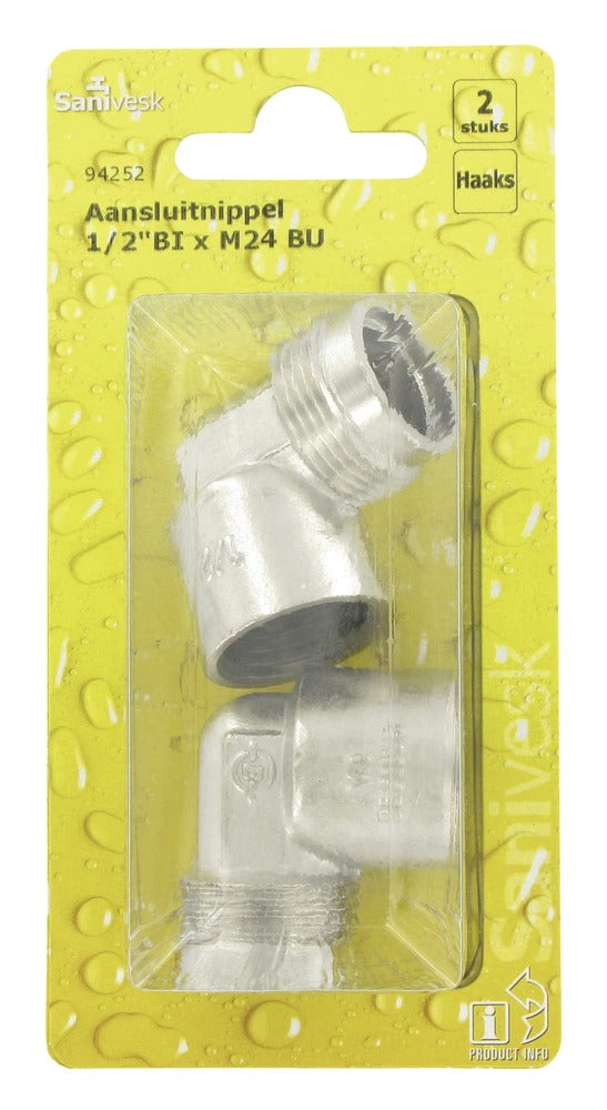 Aansluitnippel 1/2'' haaks, 2 stuks-513524