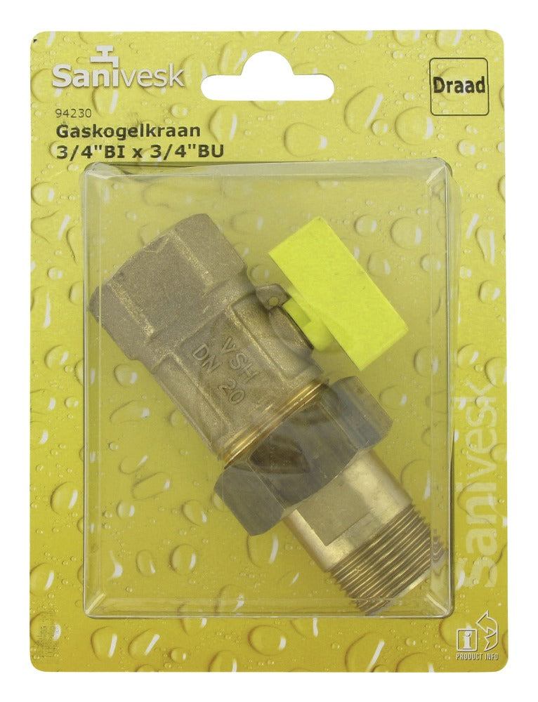 Gaskogelkraan 3/4'' binnendraad x 3/4'' buitendraad-514120