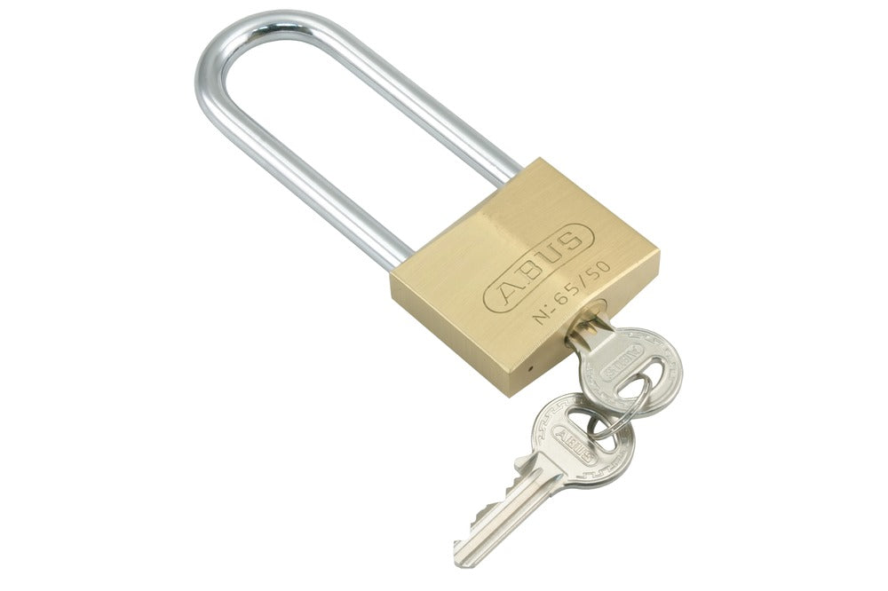 Abus Hangslot 65HBC Zwaar Messing 40-63mm Automatisch Sluitend Hoge Beugel-538367