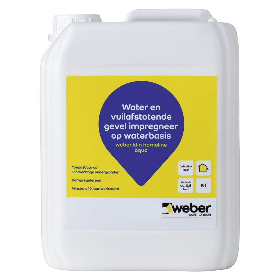 Weber.klin Gevelimpregneer Hamoline aqua water-en vuilafstotend wit/transparant 5 liter-549935