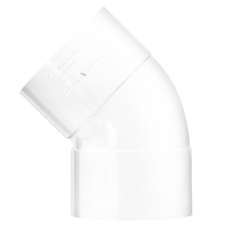 Bocht PVC 2x lijmmof wit wanddikte 3,2 Ø 40 mm 45° KOMO-keur-560211