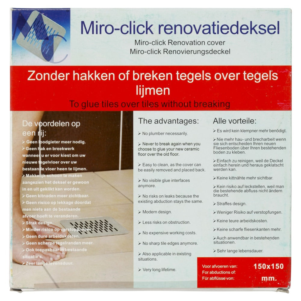 Miro-click putdeksel RVS 150x150 mm / 175x175 mm-565495
