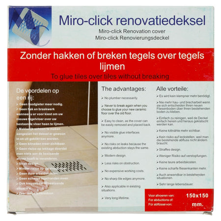 Miro-click putdeksel RVS 150x150 mm / 175x175 mm-565495
