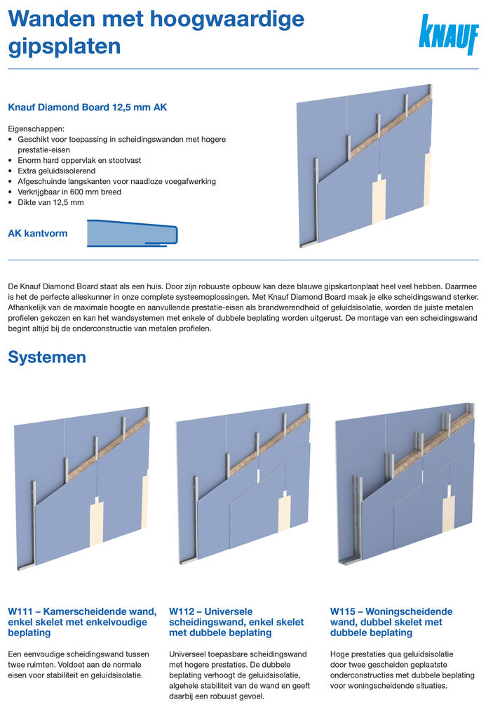 Knauf Diamond Board Gipsplaat AK 260x60cm 12,5mm-567705