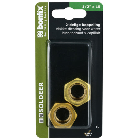 BONFIX Soldeer koppeling 2-delig 15 mm x 1/2'' binnendraad 2 stuks-567931