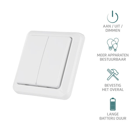 Klikaanklikuit Schakelaar Opbouw AWST-8802 Dubbel Draadloos-570080