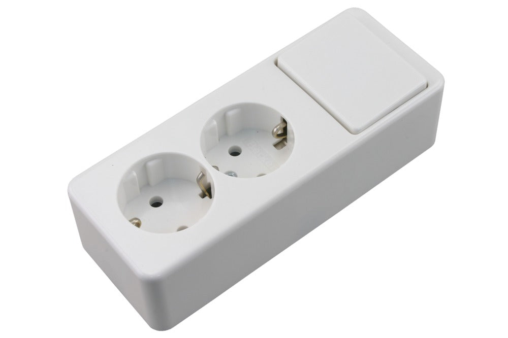 Berker Contactdoos Opbouw 2-Voudig Wissel Polarwit Randaarde-571232
