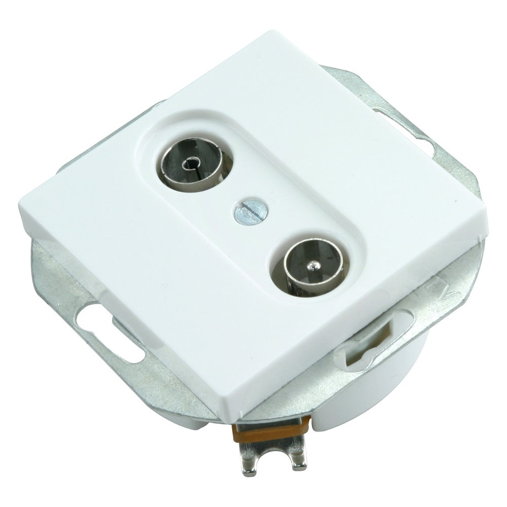 Contactdoos radio/tv, inbouw, doorvoerbaar, geschikt voor afdekraam Jung AS 500 polarwit-572809