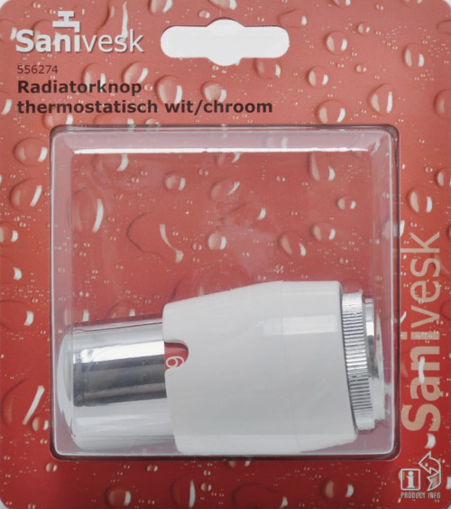 Sanifit Thermostatische Radiatorknop Wit/Chroom-575703