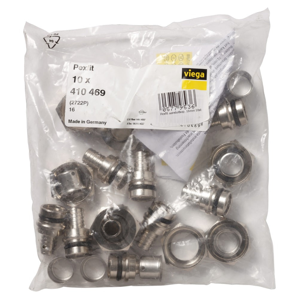Viega Pexfit Aansluitkoppeling 2722P vernikkeld 16 mm 10 stuks-577953