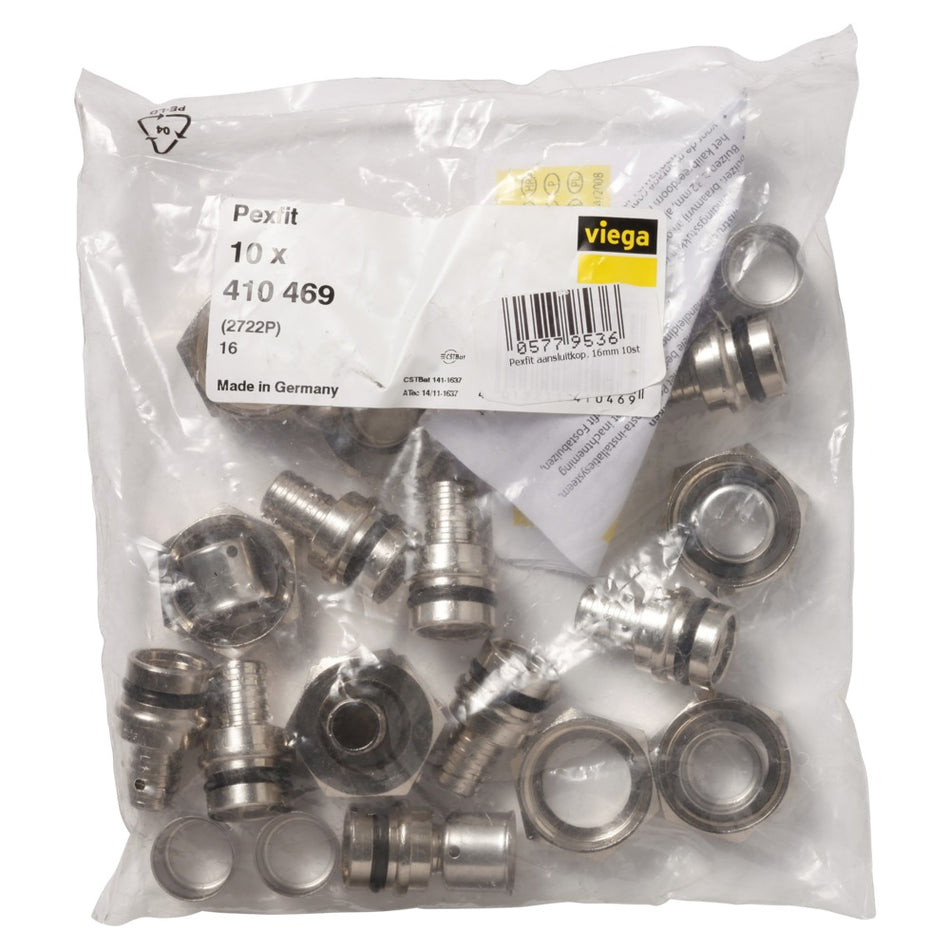 Viega Pexfit Aansluitkoppeling 2722P vernikkeld 16 mm 10 stuks-577953