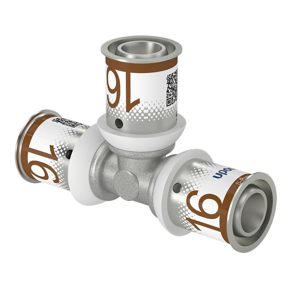 Uponor Pers T-stuk messing 16 mm 2 stuks-578041