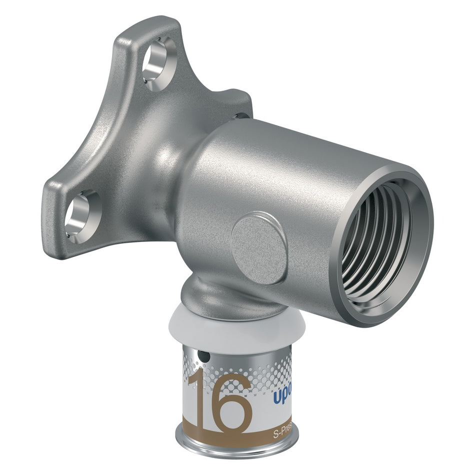 Uponor MLC pers Muurplaat met ronde flens 16 mm x 1/2'' binnen lang 2 stuk-578045