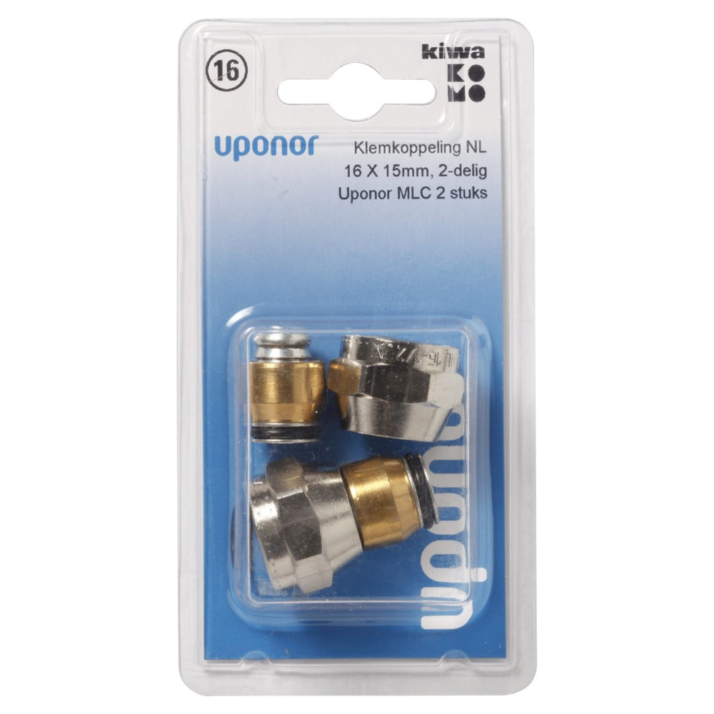 Uponor Klemkoppeling messing 16x15 mm knel 2 stuk-578056
