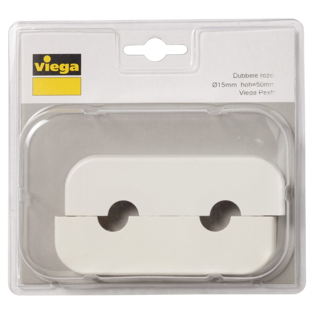 Viega Pexfit Dubbele Rozet 1079.6 Kunststof Ø15mm 50mm 110x60x10mm-578082