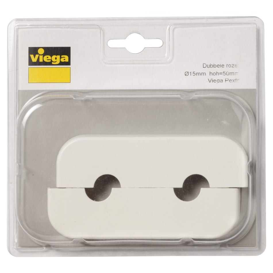 Viega Pexfit Dubbele Rozet 1079.6 Kunststof Ø15mm 50mm 110x60x10mm-578082