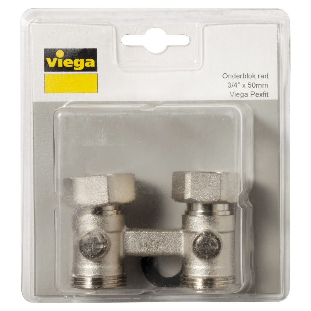 Viega Pexfit Radiator Onderblok 1096.5 Vernikkeld Buitendraad 3/4"x50mm-578083