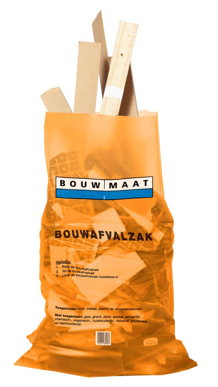 Bouwmaat Bouwafvalzak 35 liter 50x80 cm 120 mµ oranje-579369