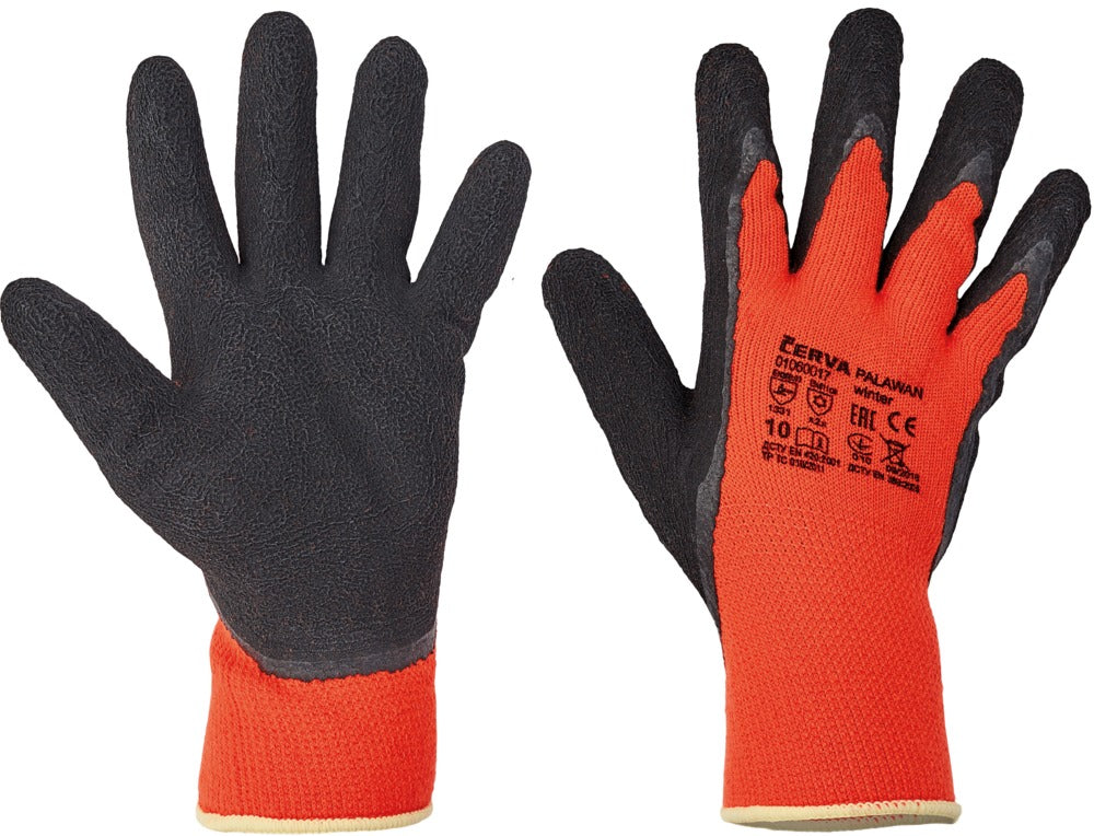 CERVA Winter Werkhandschoenen Palawan Acryl/Latex Oranje Maat 10/XL-585466