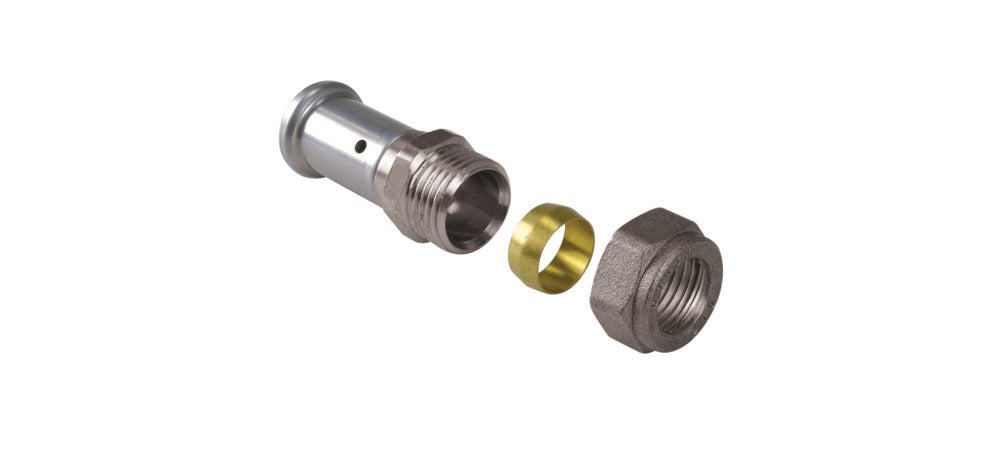 Henco gas pers Koppeling recht 16x15 mm knel, 2 stuks-587348