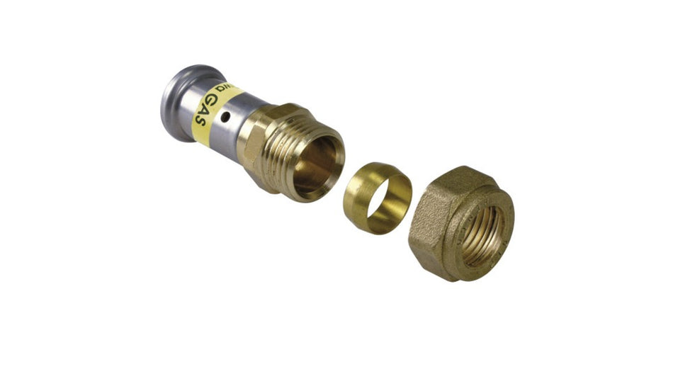 Henco gas pers Koppeling recht 20x22 mm knel-587349