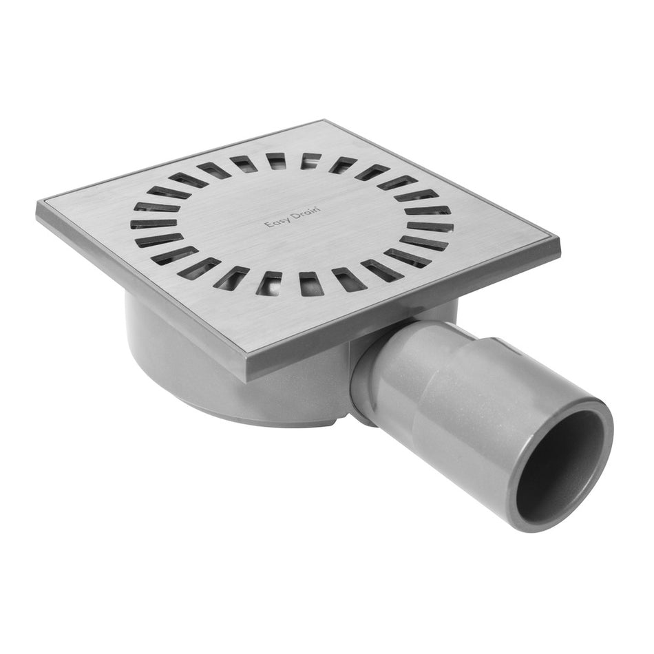 Easy Drain Aqua Compact Doucheput Zijuitlaat RVS 15x15cm-589931