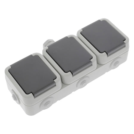 PEHA Contactdoos Opbouw 3-Voudig Grijs Randaarde-601062