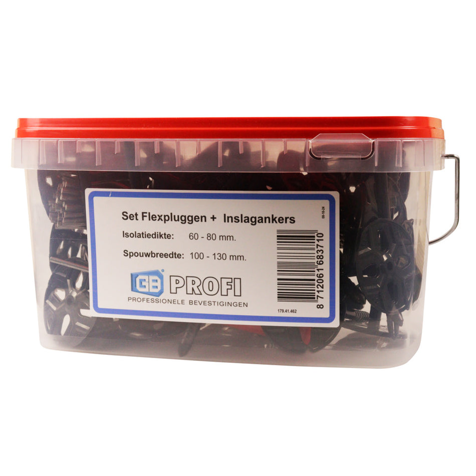 GB-Profi Flexplug 8x120mm + Inslagankerset Voor Spouw +/- 10m2 RVS A4 40st-703296