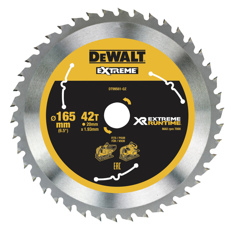 DeWALT Cirkelzaagblad DT99561-QZ  Xtreme Runtime 165x20 mm 42T CSB-703368
