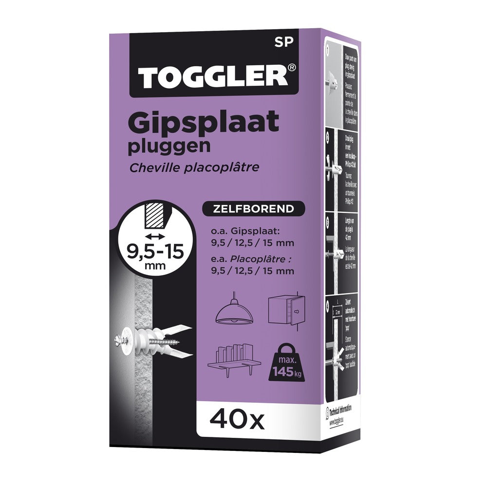 Toggler SP Gipsplaatplug Plaatdikte 9,5-15mm 40st-708113