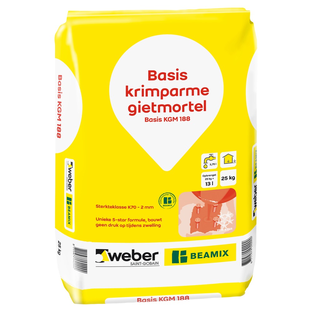 Weber Beamix Basis Krimparme Gietmortel KGM188 K70 0-2mm 25kg-712143