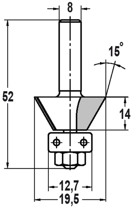 JSO-TR Fasefrees HW 15 graden, schacht 8 mm-717574