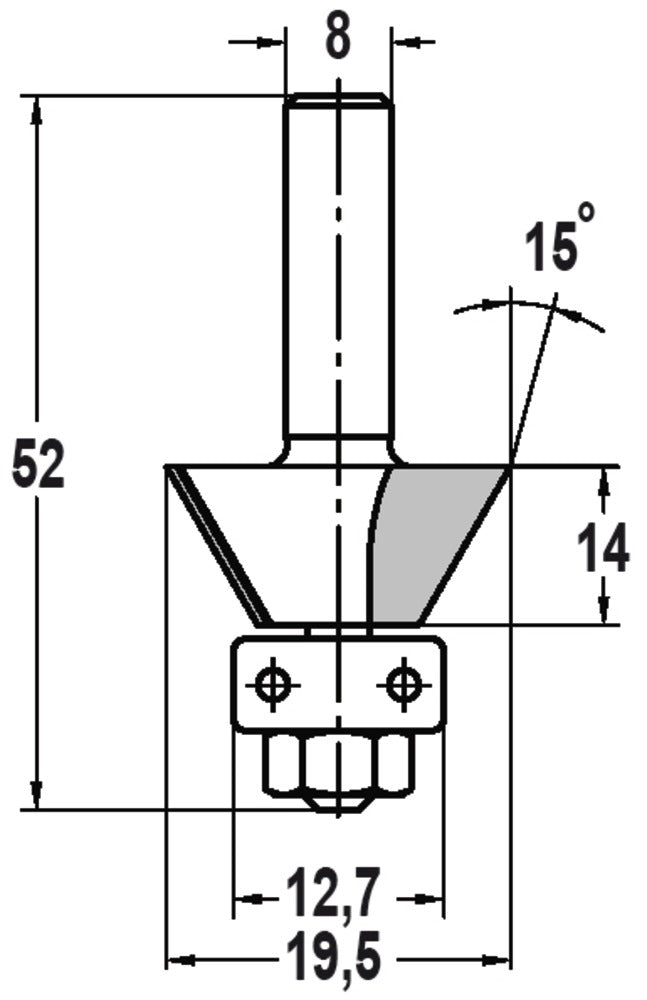 JSO-TR Fasefrees HW 15 graden, schacht 8 mm-717574