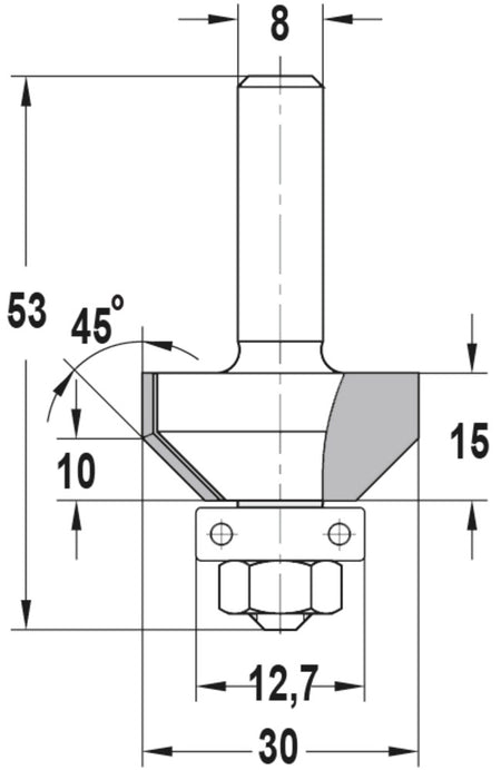 JSO-TR Fasefrees HW, 45 graden, schacht 8 mm-717576