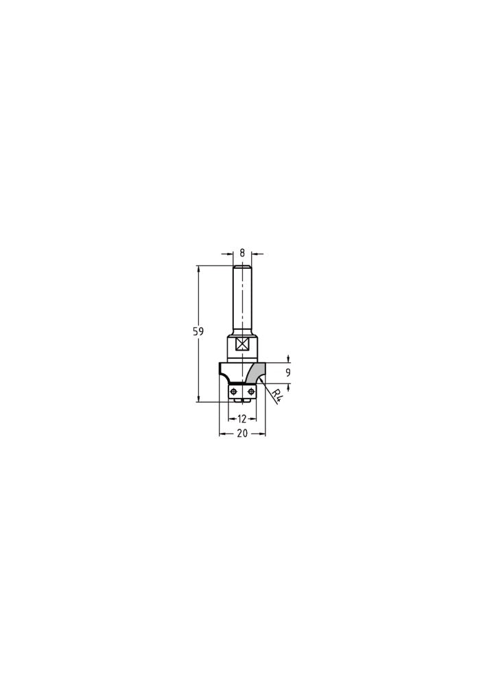 JSO-TR Afrondfrees HW Radius 4,0 mm, schacht 8 mm-717584