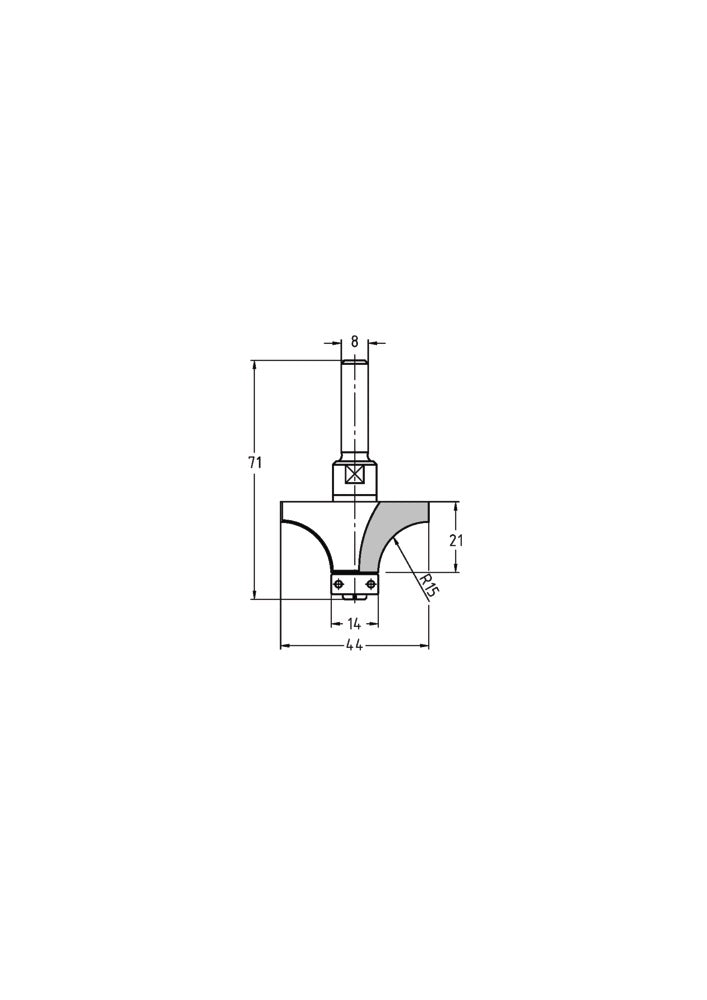 JSO-TR Afrondfrees HW 15 mm, schacht 8 mm-717590